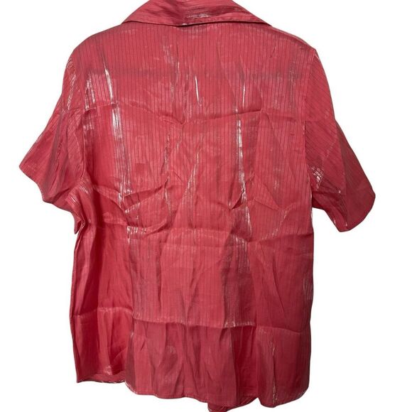 VTG Women's Blue Diamond‎ Plus Short Sleeve Button-Down Blouse in Pink, Size 1X - Picture 6 of 8